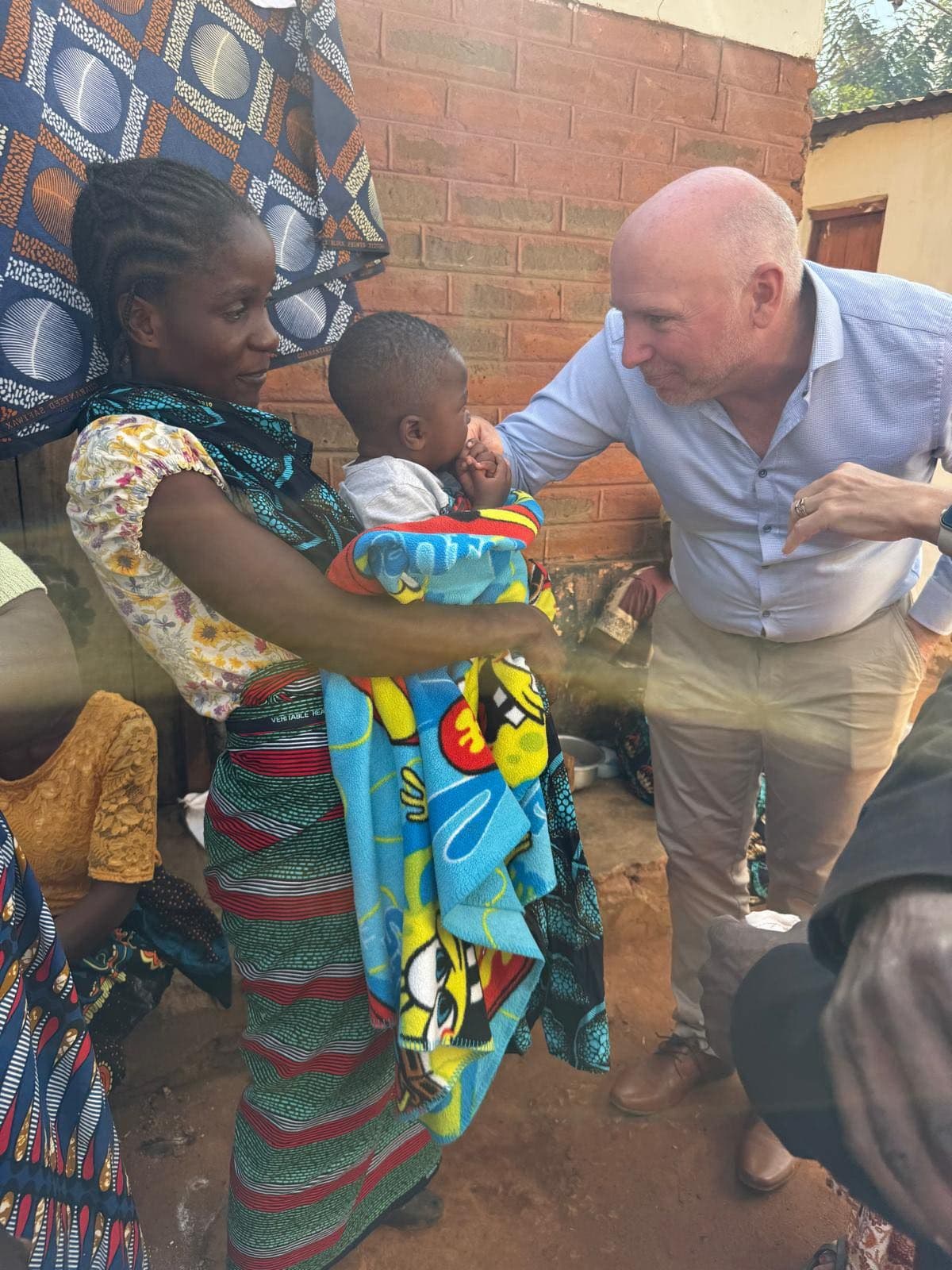 Lars greeting mother and baby