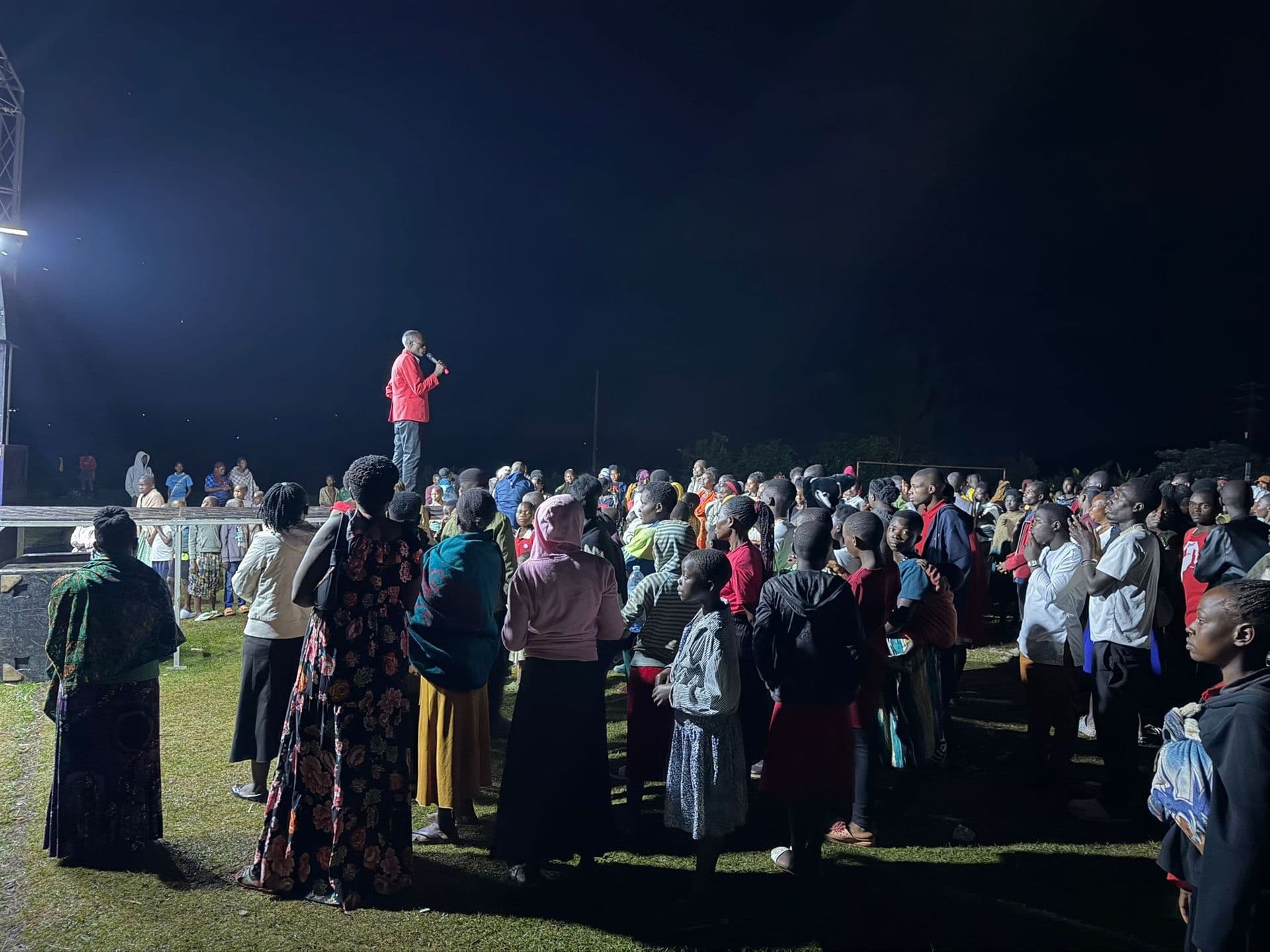 Dramatic night outdoor crusade in Africa