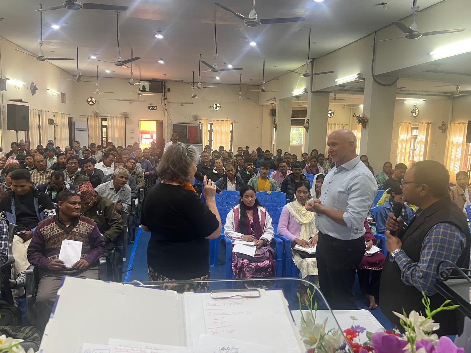 Packed conference hall in Nepal